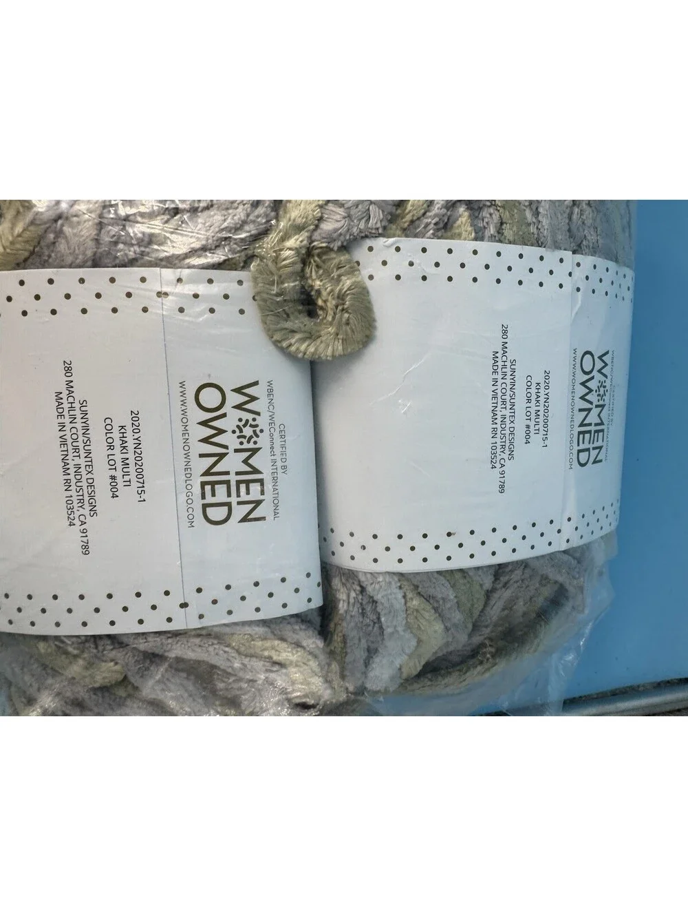 Crafted by Catherine Luxe Velvet Yarn Lot of 4 Khaki Multi #6 Super Bulky 98 Yds